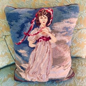VINTAGE “Pinkie” Needlepoint Accent Pillow